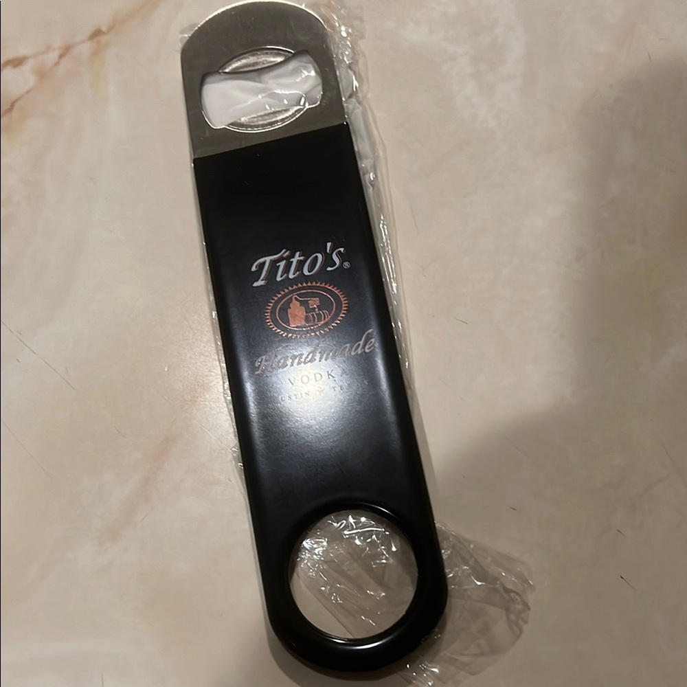NIB Large Tito's Black Bottle Opener